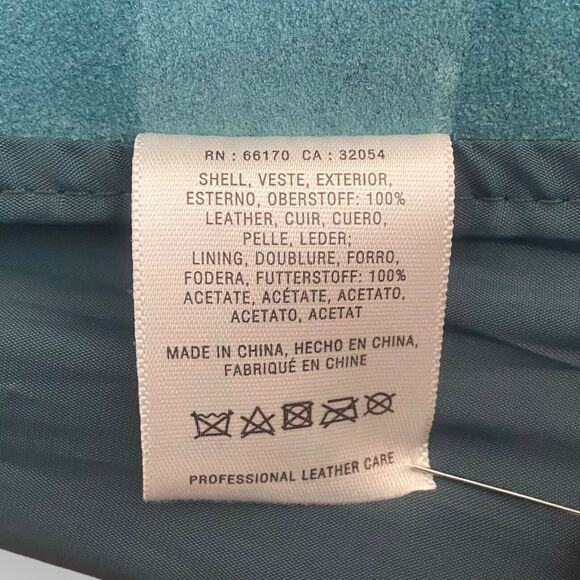 Anthropologie Leifsdottir Women Suede Leather Knee Length Skirt Teal Size 10 - Picture 12 of 14